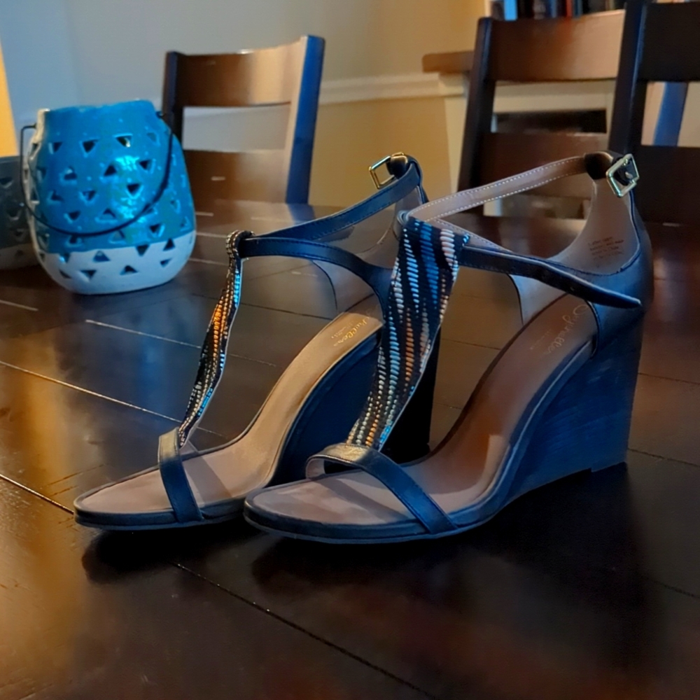 Seychelles Black Wedges with Woven Detail